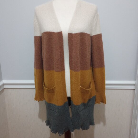 Madewell Frayed Alpaca Wool Striped Wrap Long Cardigan Kent Duster - Picture 3 of 12